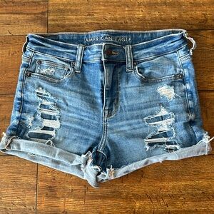 American Eagle Next Level Stretch high-rise denim shorts size 4